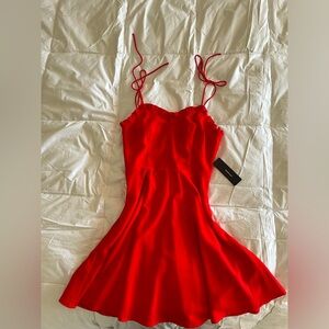 Lulus red mini dress with sweetheart neckline and tie straps